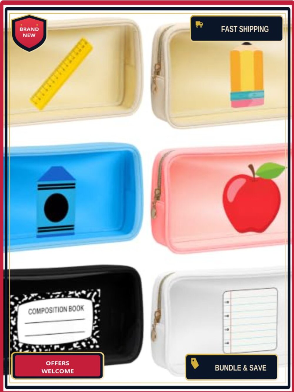 Clear PVC Zipper Pouch Set for Teachers Makeup Bags Bulk